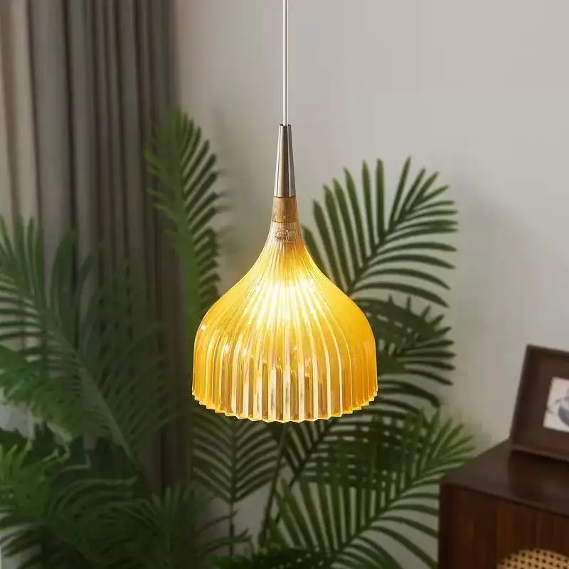 Moder Cream Style Pendant Lights  Acrylic Lampshade LED Chandelier Bedside Bedroom Living Room Background Home Decor Wall Lamps
