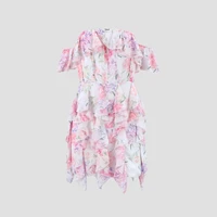 Chic Floral Printed Mini Dress Backless Sleeveless Hem Stacking Dresses Sweet A Line Vestidos 2025 New Lady Party Club Clothing - Image 5