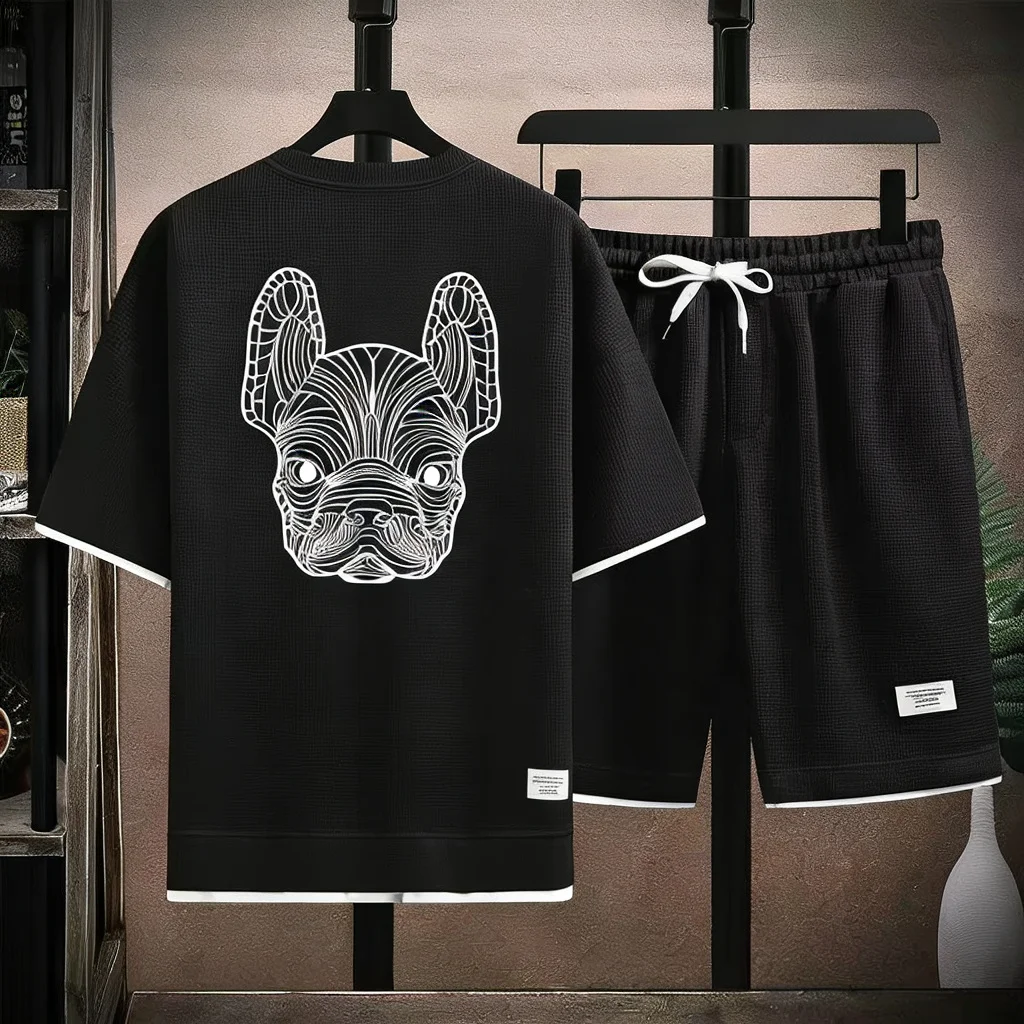 

Summer Men's Quick Dry Casual Short Sleeve T-Shirt And Shorts Set City Street Fashion Running Sports 2-Piece Suit