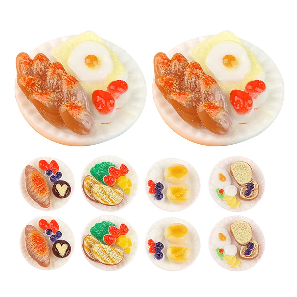 

12 PCS Simulated Food Toys Flat Back Charms Furniture Dollhouse Miniatures Resin