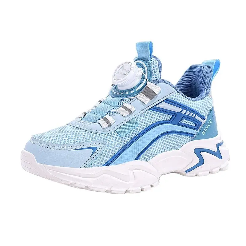 

Spring Swivel Button Girls & Boys Children Running Shoes Fashion Air Mesh Kids Sneakers Anti-slip Sports Casual Size 27-39