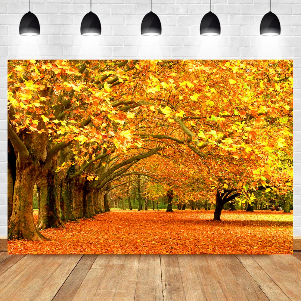 Autumn Forest Series Photography Background Custom Fall Fallen Leaves Natural Scenery Portrait Backdrop Photo Studio Prop Banner