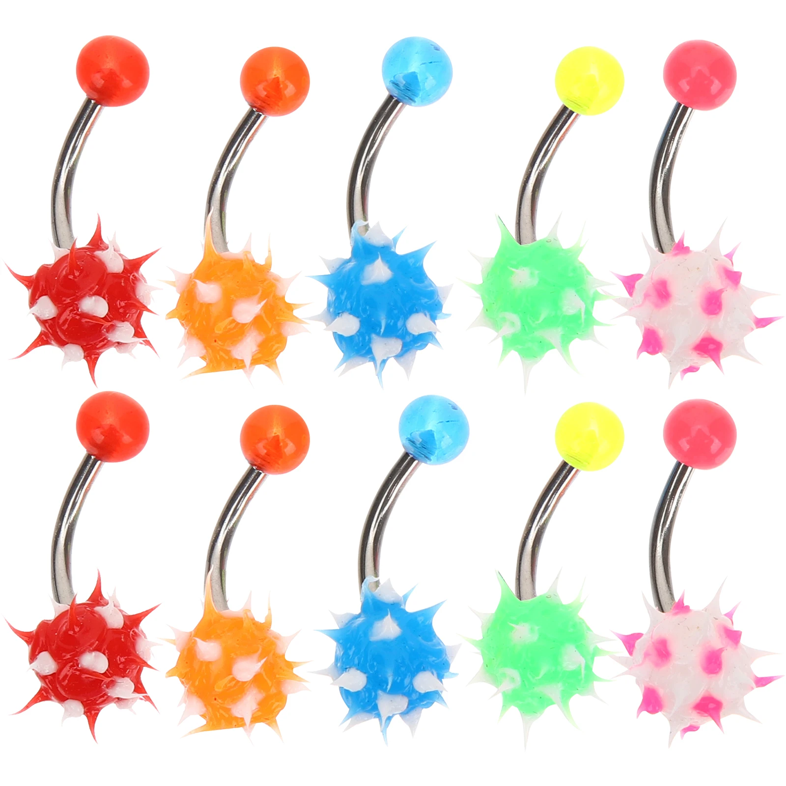 

10 Pcs Silicone Hairy Belly Button Rings Piercing Navel Jewelry Lightweight Women Girls Body belly rings for women navel