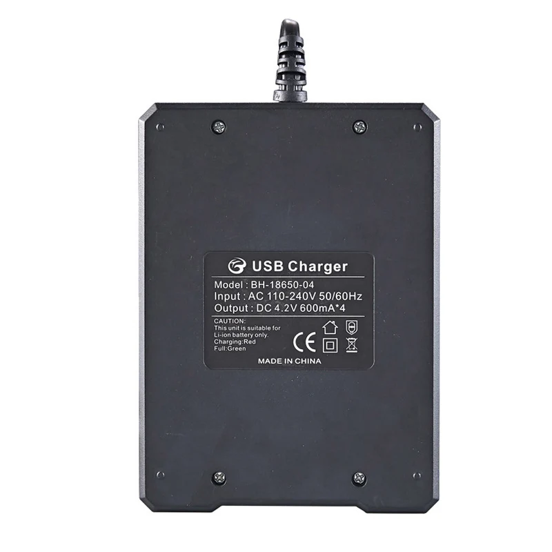 4 Slots 18650 Charger Independent Charging 3.7V Li-ion Battery Smart Charger for 10440 14500 16340 16650 14650 18350 18500 18650