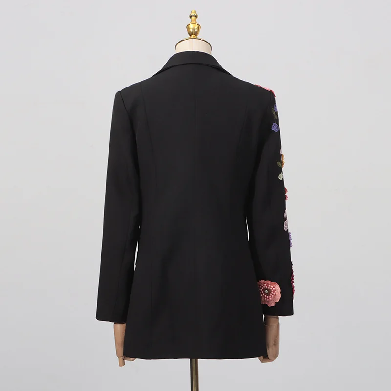 HKSH Herbst Neue Frauen Chic Blazer Gestickte Dreidimensionale Blume Einzigen Taste Slim Fit Elegante Stilvolle Casual Mantel HK9950