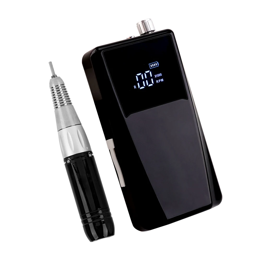 เครื่องเจาะเล็บ 35000RPM แบบชาร์จไฟได้จอแสดงผล LCD Efile ไร้สายอันทรงพลังแบตเตอรี่น้ําหนักเบาไร้สายพร้อมฐานชาร์จ