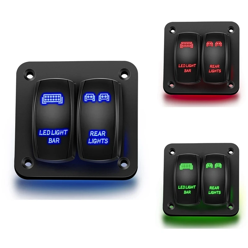 2 Gang Rocker Switch Panel Light Toggle Circuit Breaker Protector LED Switch For Car Auto Truck Caravan Marine