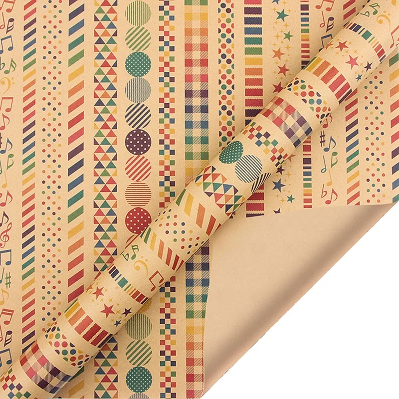 6 Pcs Wrapping Paper Sheets,Birthday Wrapping Paper Set Festival Gift Wrap Papers,Ribbon Present Gift Wrapping Paper