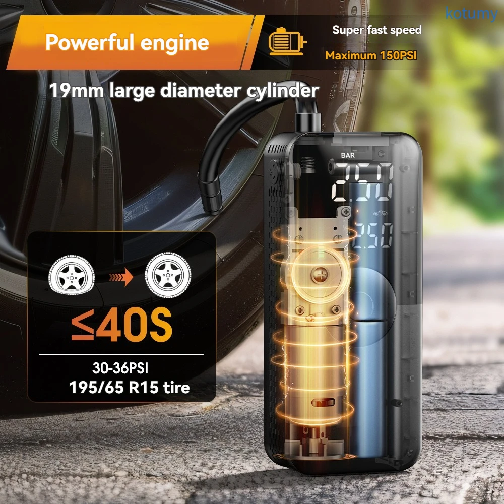 Wireless Digital Car Tire Inflator Portable LED Air Pump