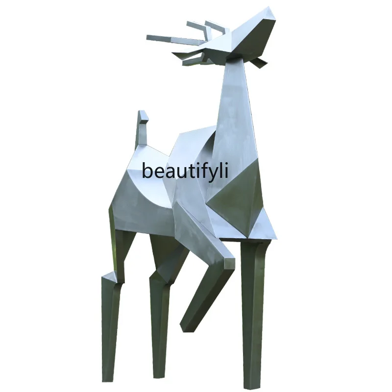 Geometric Deer Decoration Hotel Hall Soft Decoration Outdoor Courtyard Landscape Large Floor Sculpture