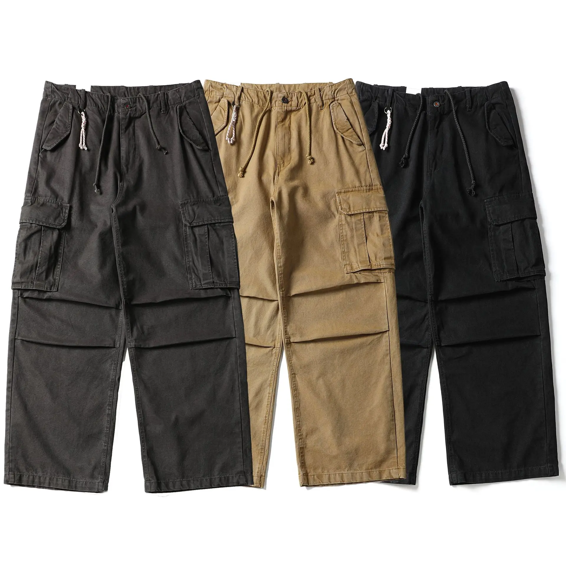 

Ретро-брюки в японском военном стиле, свободные, широкие, повседневные, с множеством карманов, рабочие, для мужчин и женщин, модные, в пол