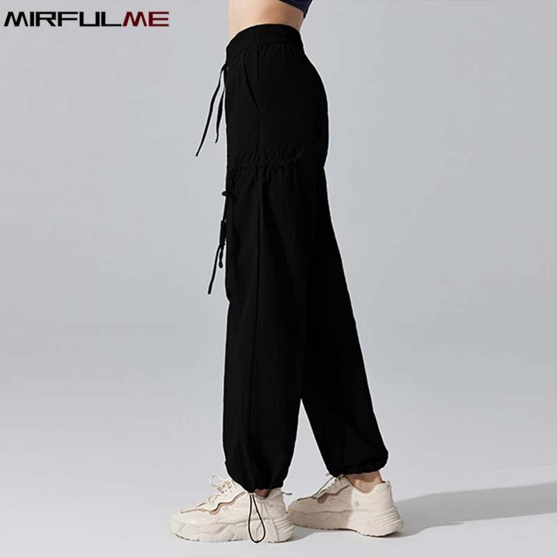 Women Jogger Pants Resisting Wind Rain & Anti-UV Sport Running Trousers Loose Thin Gym Sweatpants High Waist Yoga Harem Pant