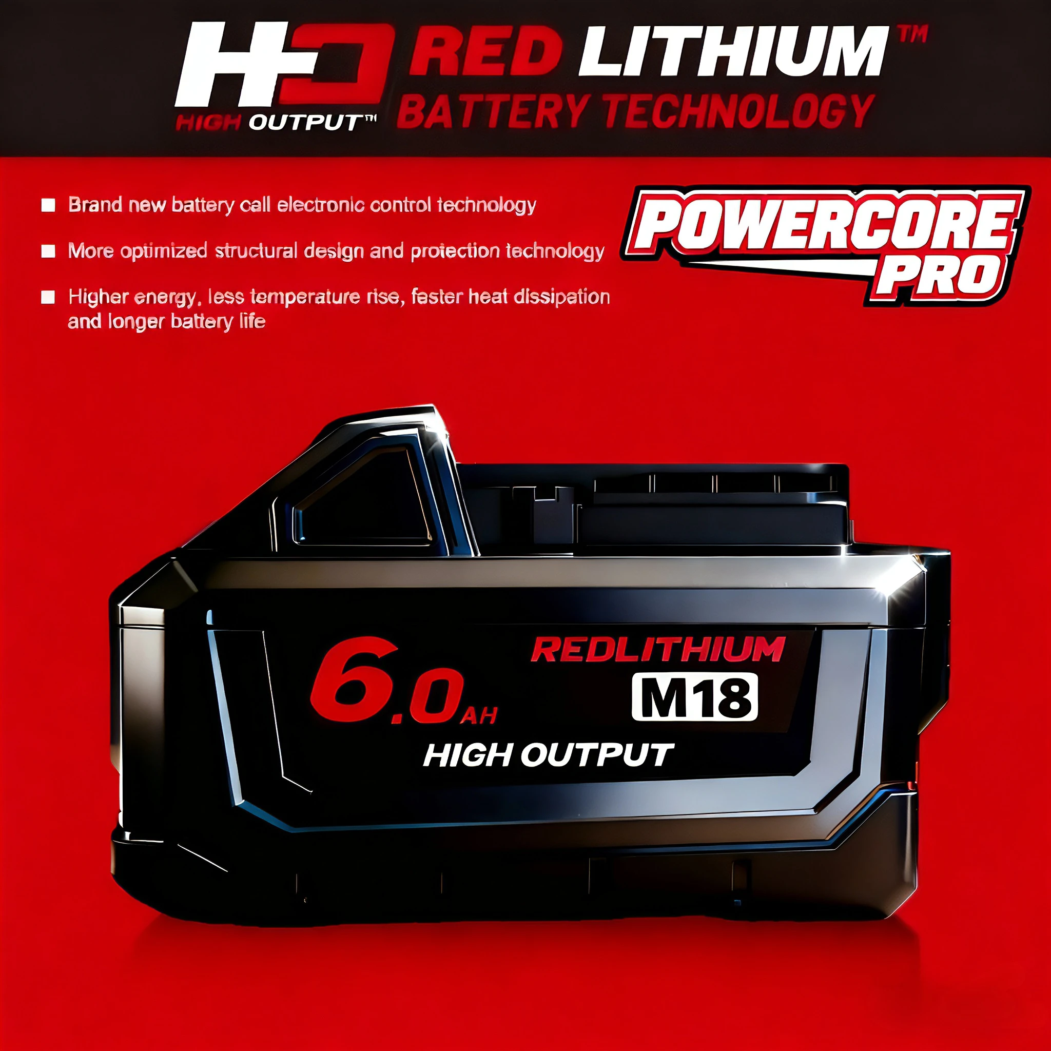 For Milwaukee M18 6000mAh 18V Li-ion Rechargeable Battery M18B5-XC for Milwaukee 18V Tool 6.0Ah Repl