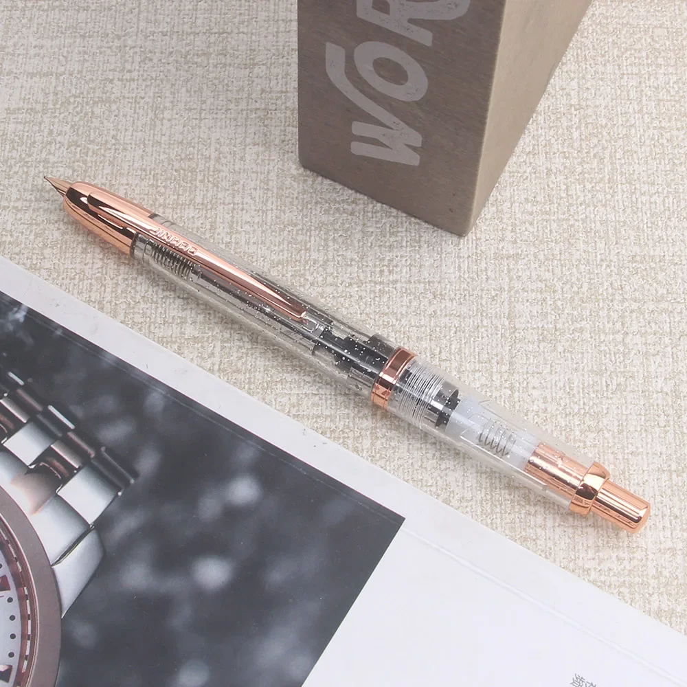 

New Limited Color! JINHAO 20 Pink Red Gold Press Fountain Pen Retractable EF/F Nib Plastic School Supplies Stationery Writing Gi