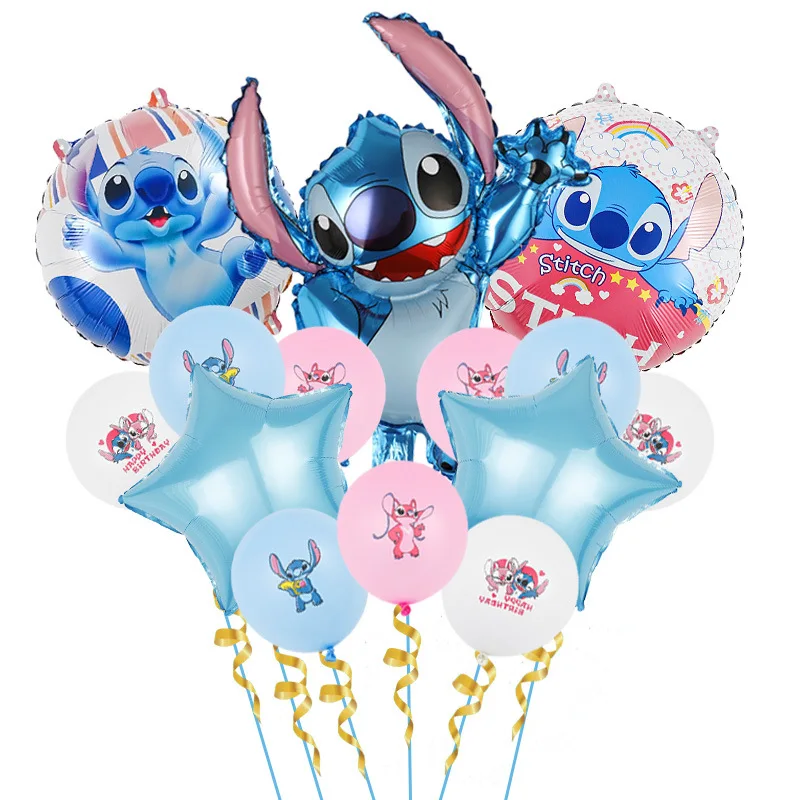 Decoraciones de cumpleaños de Stitch para niñas, pancarta rosa, telón de fondo, vasos de papel, platos, servilletas, vajilla, globos, decoración,