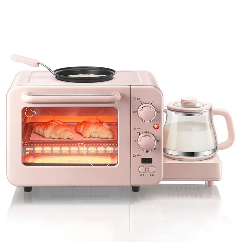 

New 3 In 1 Breakfast Machine Multifunction Electric Bread Pizza Oven Grill Mini Oven Eggs Frying Pan Health Pot Househol
