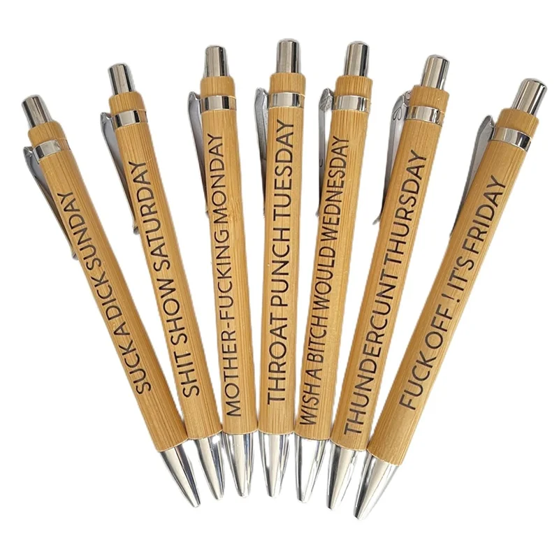 

Последние забавные рабочие ручки для взрослых, забавный подарок, забавные бамбуковые ручки, офисные подарки, цвет дерева, 7 шт.