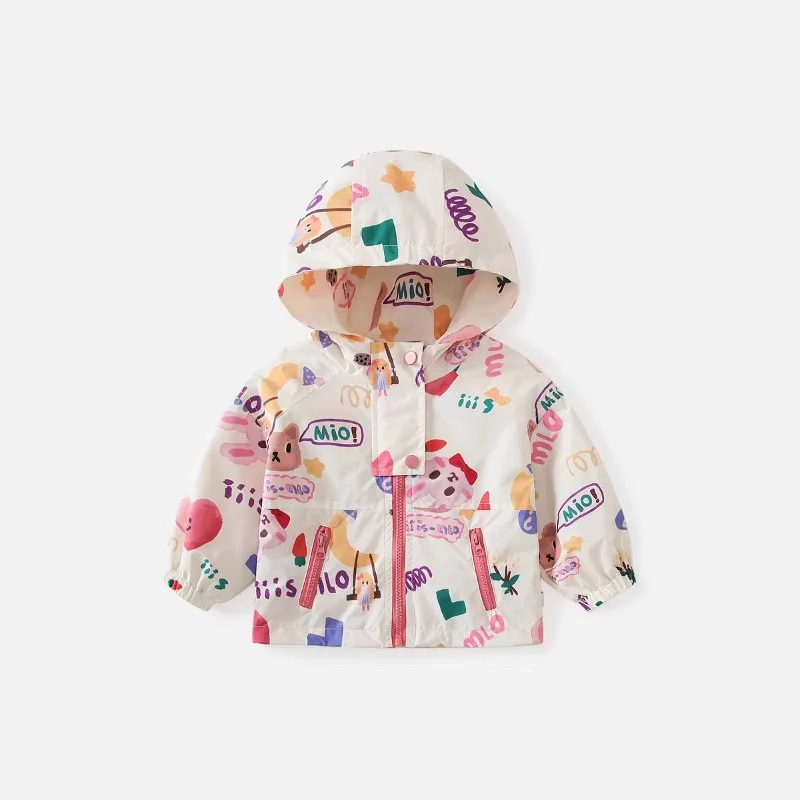 سوبر لطيف سترة واقية جاكيتات للطفل الفتيات ربيع الخريف سستة مقنعين معاطف يندبروف أبلى ملابس الأطفال 1-4Y
