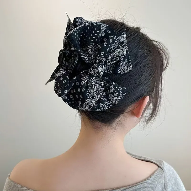 1 Stück, koreanischer Stil, elegantes Design, Cashewkerne, Blumenmuster, Schleife, Haarklammer, Haarspange, Haarklammer im Haifisch-Design, Haarspange im westlichen Stil. – Detail 5