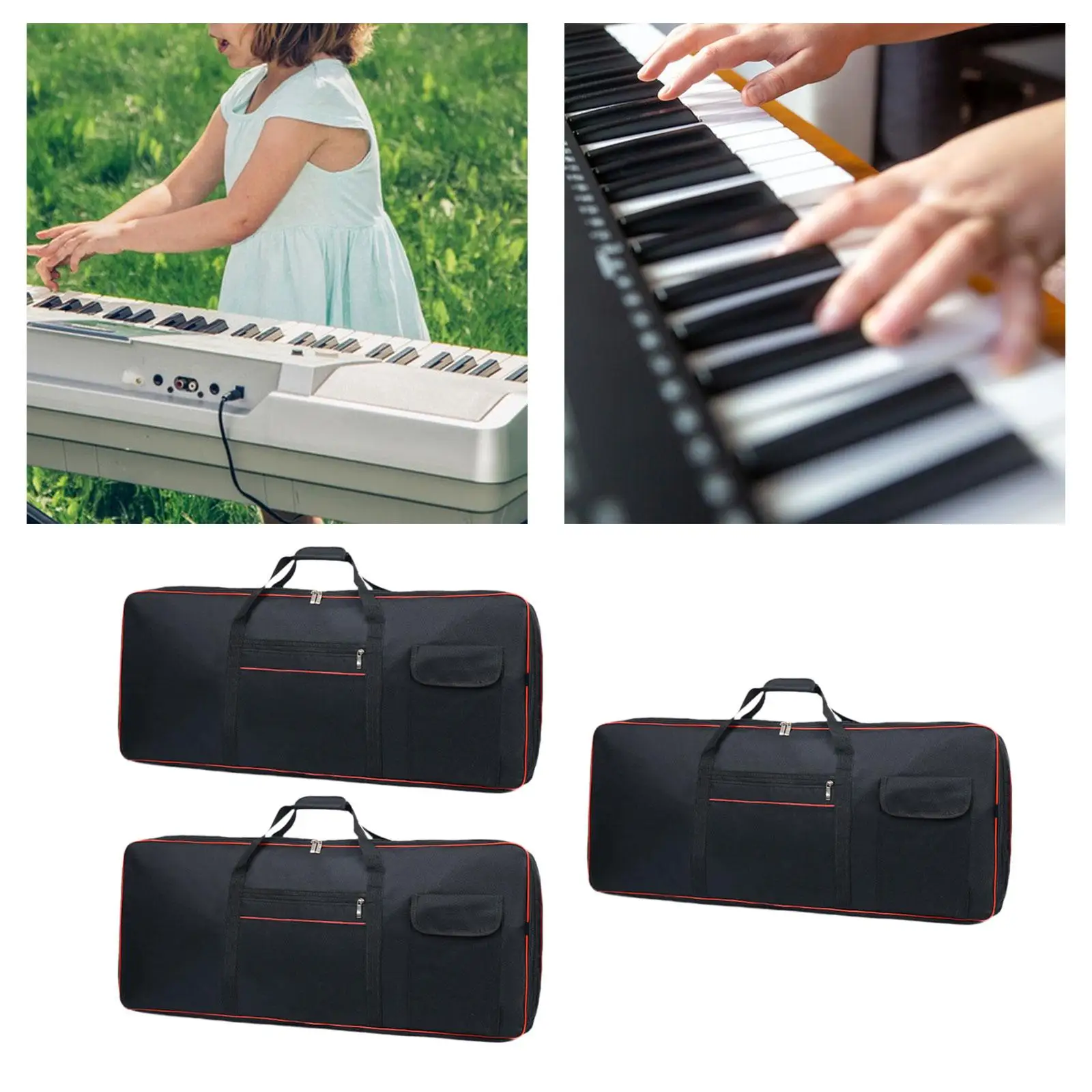 

61-клавишный чехол для электронной клавиатуры с 2 карманами, пылезащитный, универсальный, с двойным