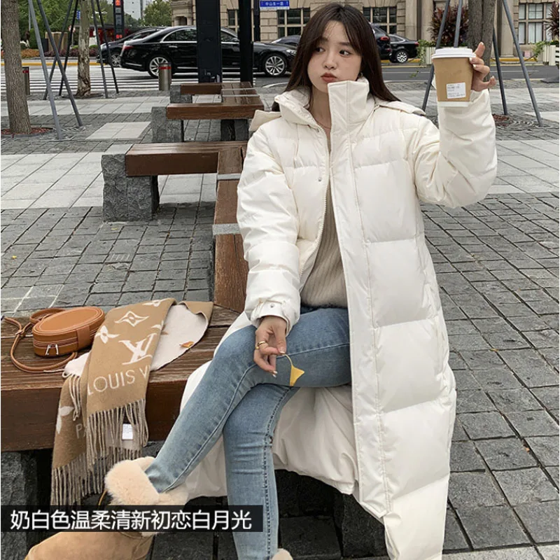 Зимние теплые модные пуховики для женщин с капюшоном Harajuku винтажное свободное высококачественное пальто средней длины ветрозащитное пальто