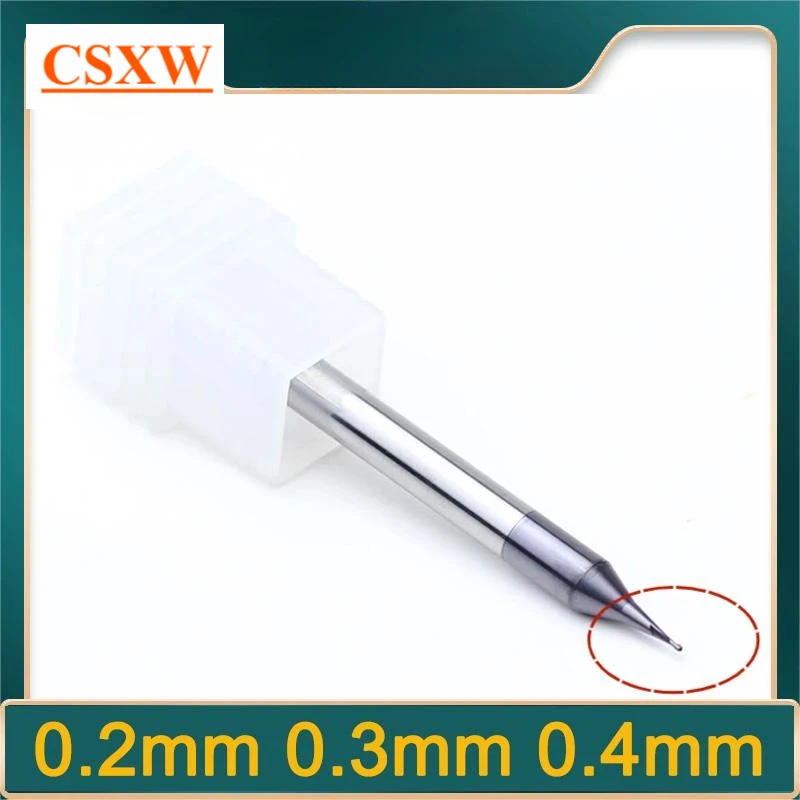 

0.2mm 0.3mm 2 Flute HRC60 Micro Ball End Mill Tungsten Carbide Flat 4mm Shank Milling Cutter Mirco CNC Engraving 0.2-0.9mm