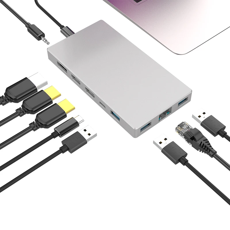 

10 in 1 Hub Dock For MacBook Pro Air Adapter 4K HDTV Hub USB 3.0 Card Reader Laptop Docking Station USB Hubs