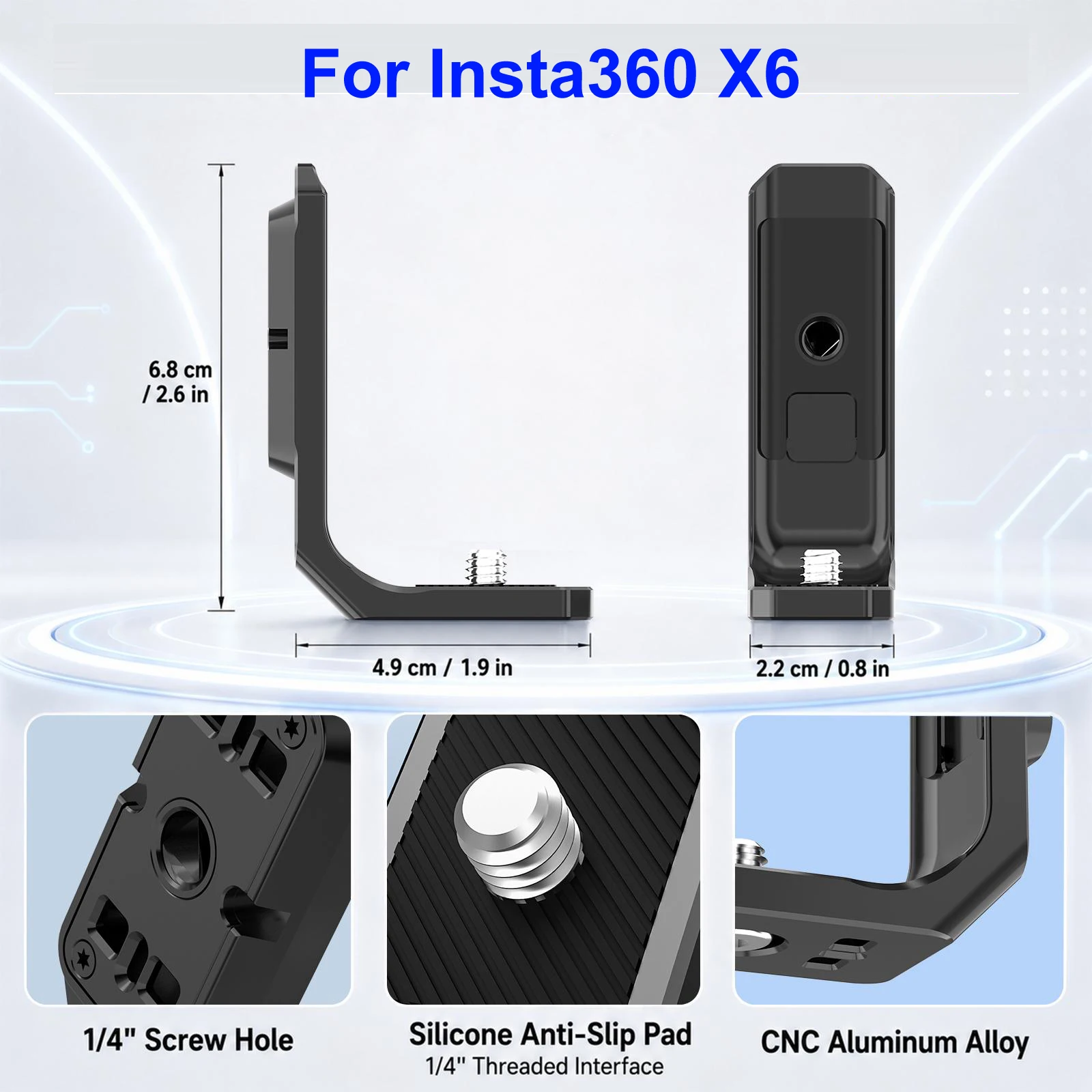 PULUZ – metalowy uchwyt L do szybkiego montażu, umożliwiający pionowe i poziome nagrywanie, kompatybilny z Insta360 X6, X5, X4 – akcesoria do Insta360 X6, X5, X4. — zdjęcie produktu 6