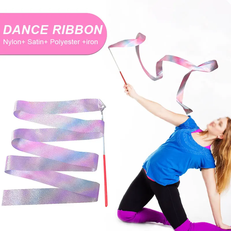 Dance Ribbons Gymnastics Ribbon Streamers Ribbon Dancer Wand Rhythmic Ribbon for Children Art Dances, Baton Twirling