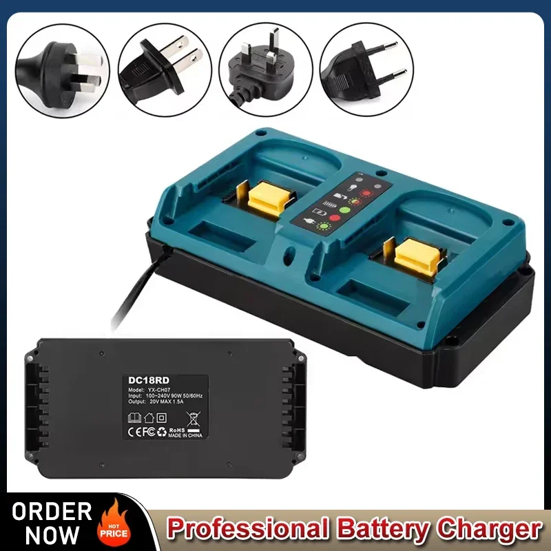 For Makita 18V Double Charger EU/US Plug Replacement For Makita 18V Li-ion Rechargeable For BL1815 BL1820 BL1830 Fast Charger