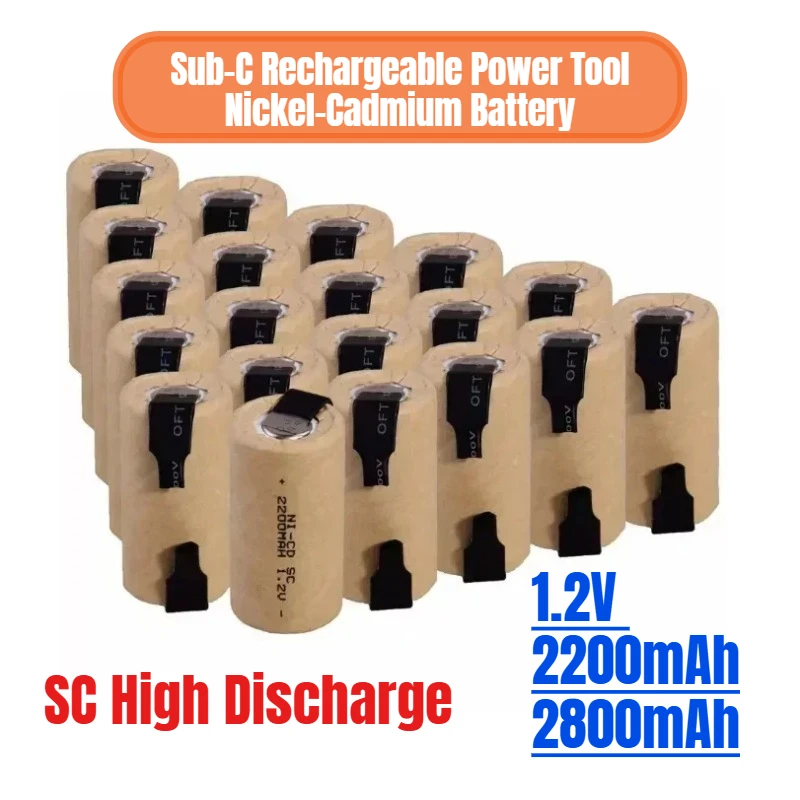 

SC High Discharge 1.2V 22002800mAh Sub-C Rechargeable Power Tool Nickel-Cadmium Battery