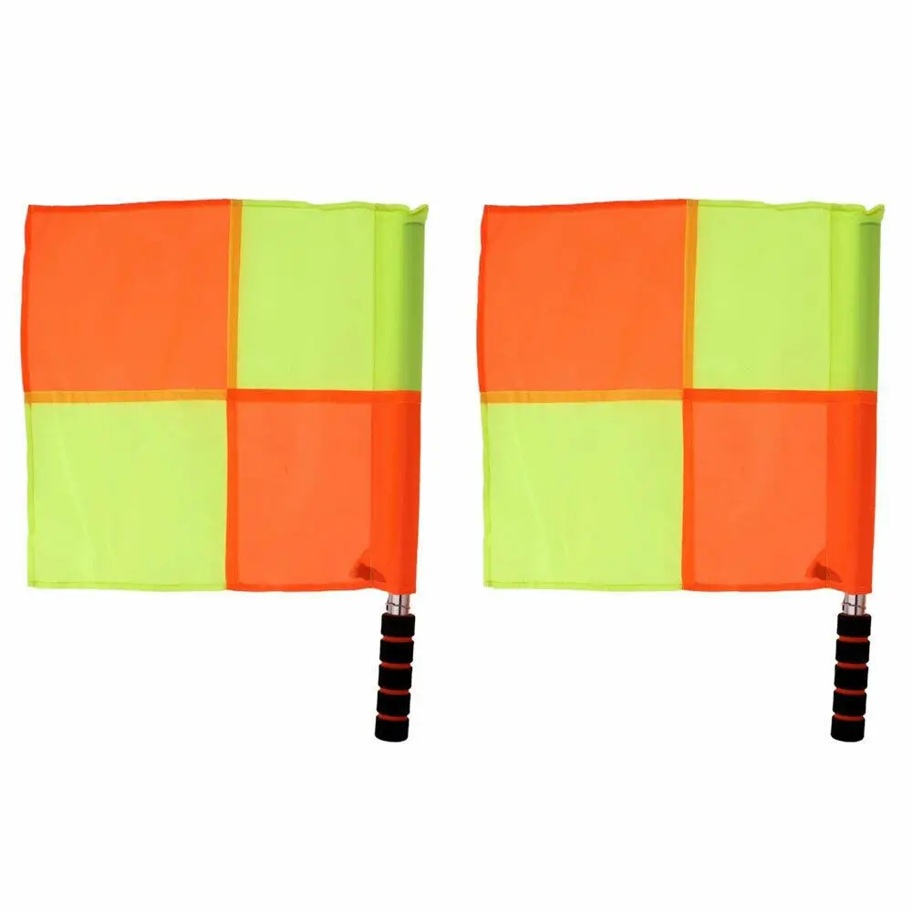 2Pcs Football Training Flags Deluxe Referee Flags Set Football Rugby Hockey Training Referee Flags Sporting Goods