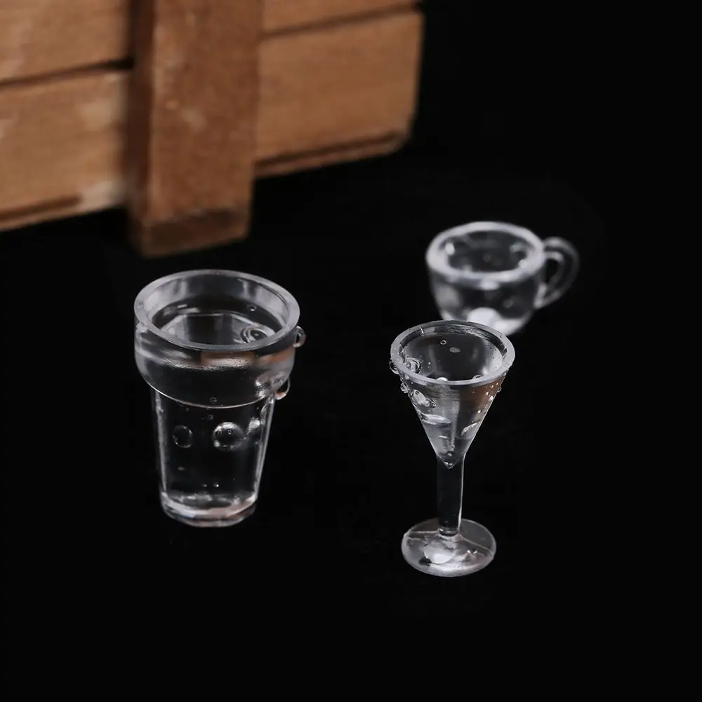 Mini Cup 17PCS/Set Acrylic Dollhouse Accessories Doll Kitchen Mini Cup Miniatures Goblet Simulation Cookware Ice Cream Bowl