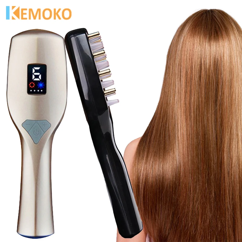 

EMS Electric Massage Comb Microcurrent Blue Red Light Therapy Vibration Head Massager Hair Growth Head Stress Relif Scalp Brush