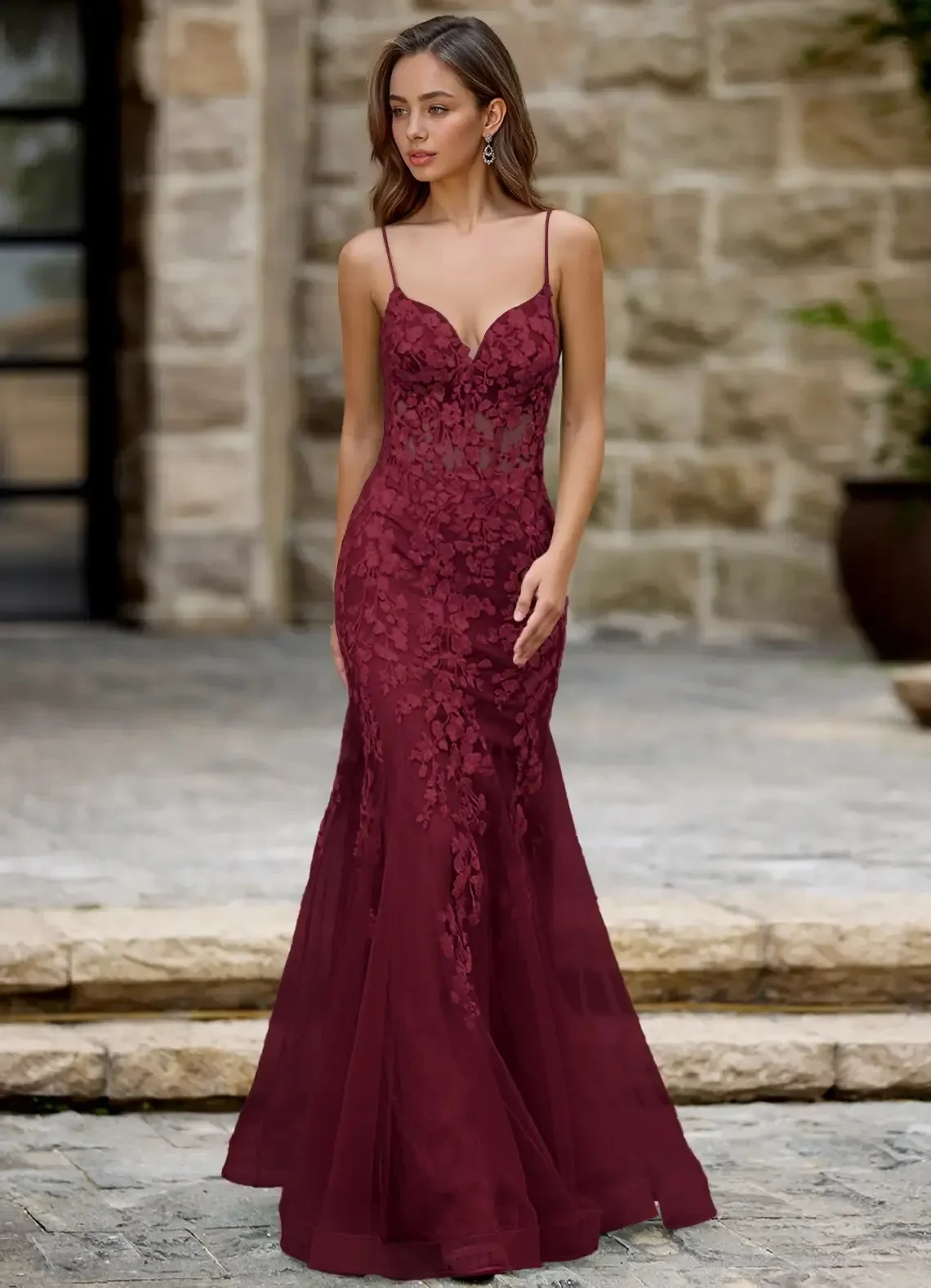 Lace Mermaid Evening Gowns for Women, Elegant Formal Party Dresses, V Neck Prom Dresses, Evening Prom Bridesmaid Dresses