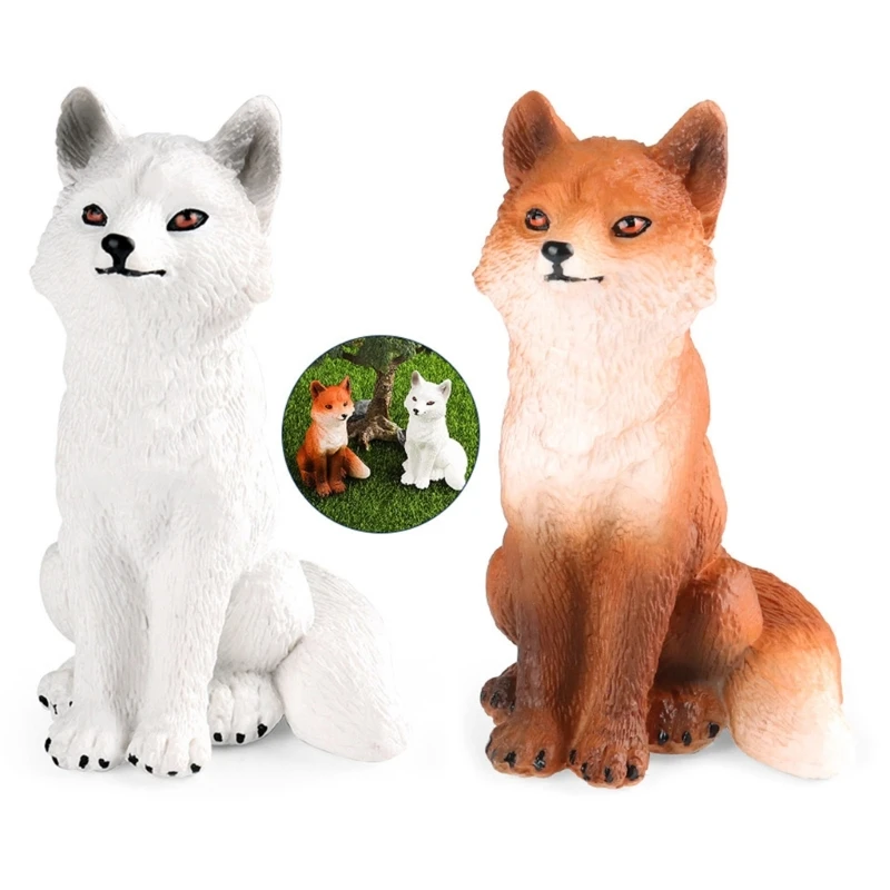 WildLike Foxes Model Figure Realistic Animal Statue Foxes Figurine Statue SafariZoo BoutiqueStore Science Classroom Award