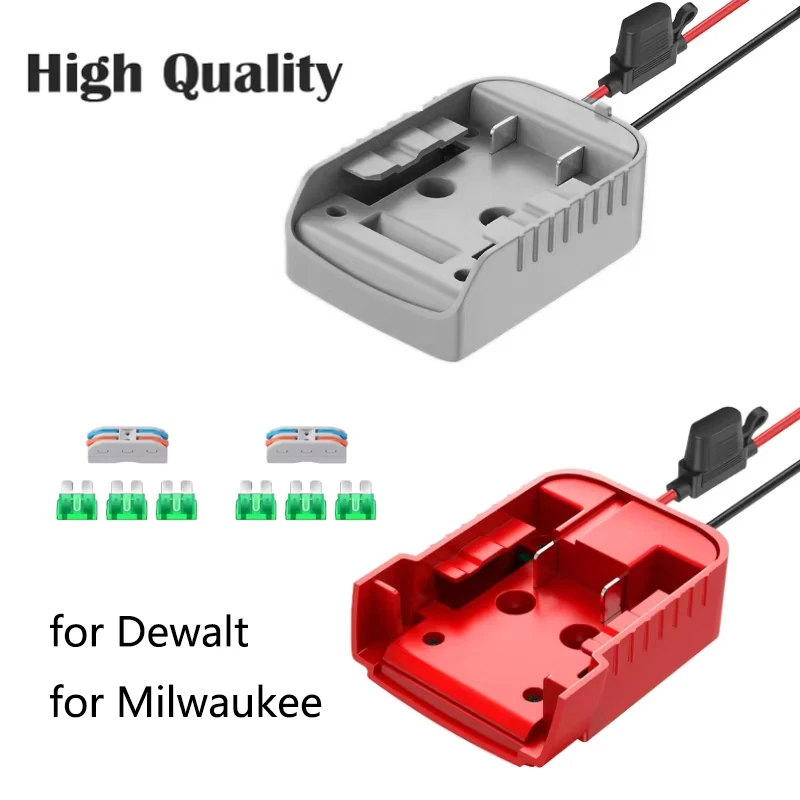 

Power Wheels Adapter for Dewalt for Milwaukee 18V 20V Li-ion Battery with Switch Fuse & Wire Terminals 12AWG Wire DIY Adapter
