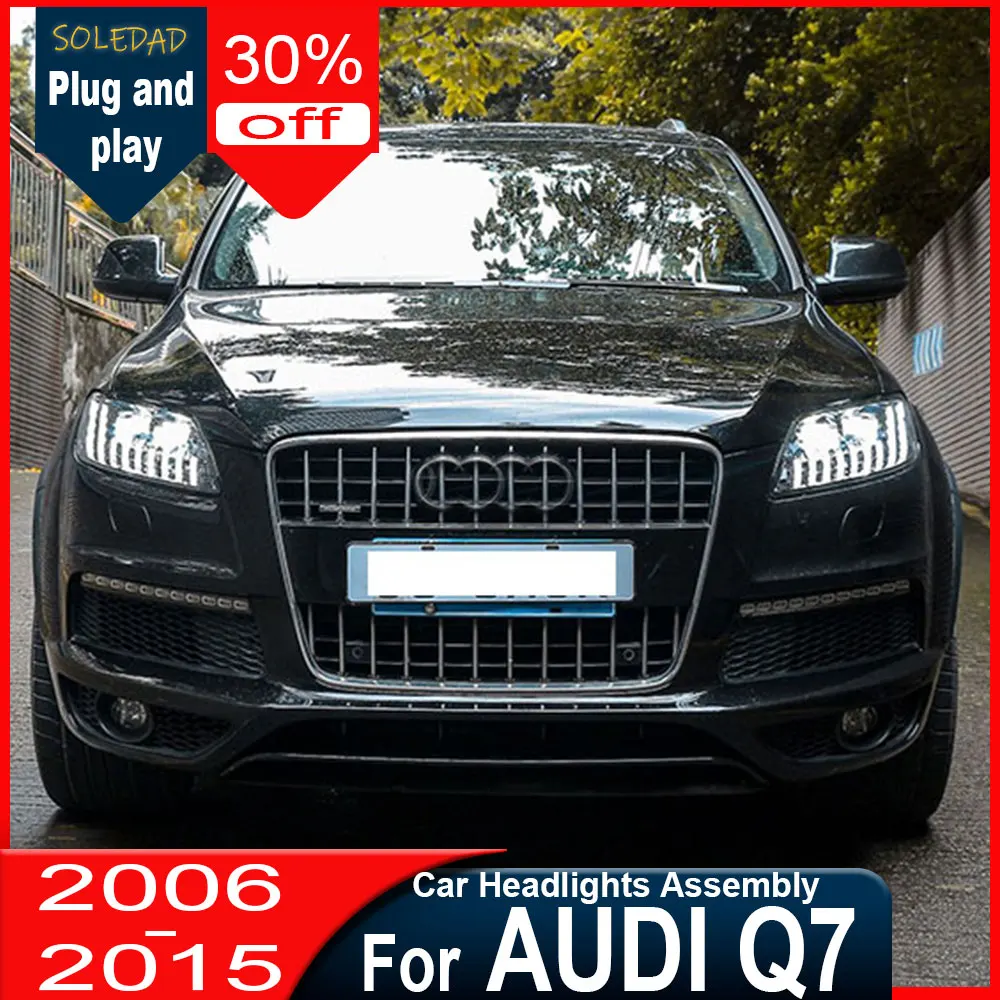

Светодиодные фары для Audi Q7 2006-2015, модернизированные фары с полным LED-освещением, DRL-лампы, комплект фар с указателями поворота, установка Plug and Play.