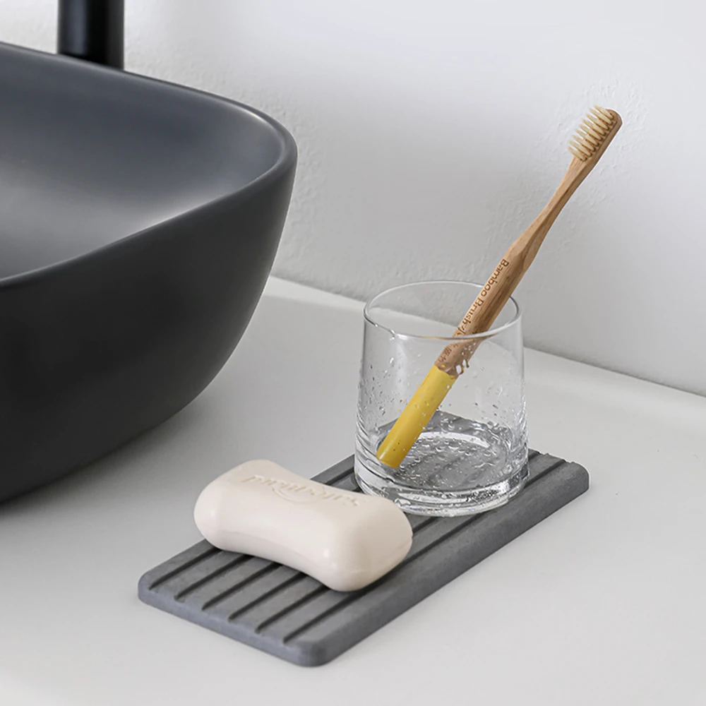 1/2 stücke wasser absorbierende Kieselgur Untersetzer mit Rillen Bad Waschtisch Tabletts Instant Dry Sink Organizer Wasser absorbierende Pad