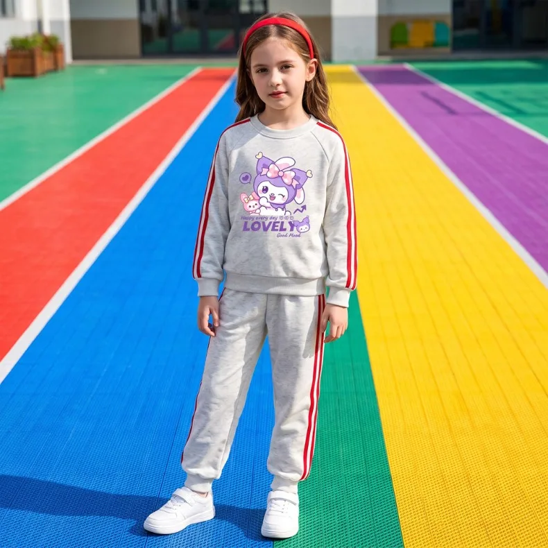 Herbst-Winter-Mädchen-Freizeit-Sweatshirt+Jogginghose 2-teiliges Set Kinder O-Ausschnitt Hoodie+Lange Hose 2-teiliger Anzug Kinder-Trainingsanzug – Detail 8