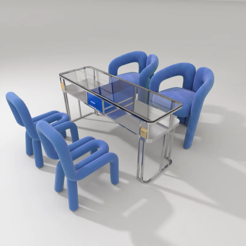 

Square Clear Nail Desk Reception Designer Makeup Minimalist Nail Desk High Quality Aesthetic Modern Glass Nageltisch Furniture