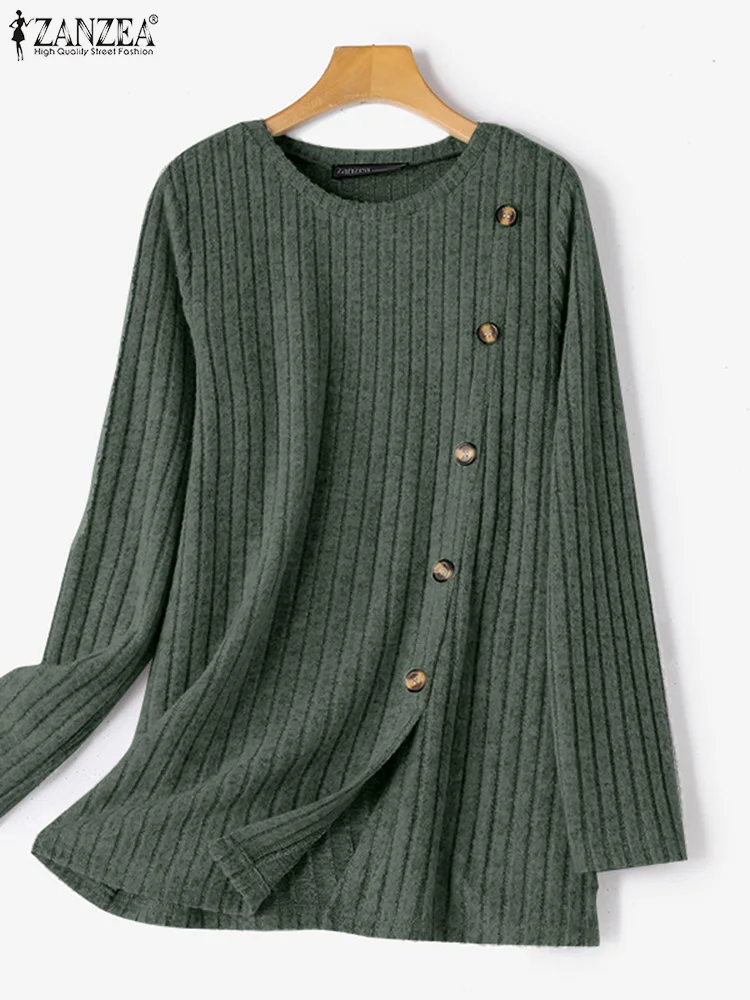 ZANZEA Spring Fashion Blouse Women Elegant Pleated Design Tops Vintage Buttons Shirt Female Vintage Party Blusas Oversize
