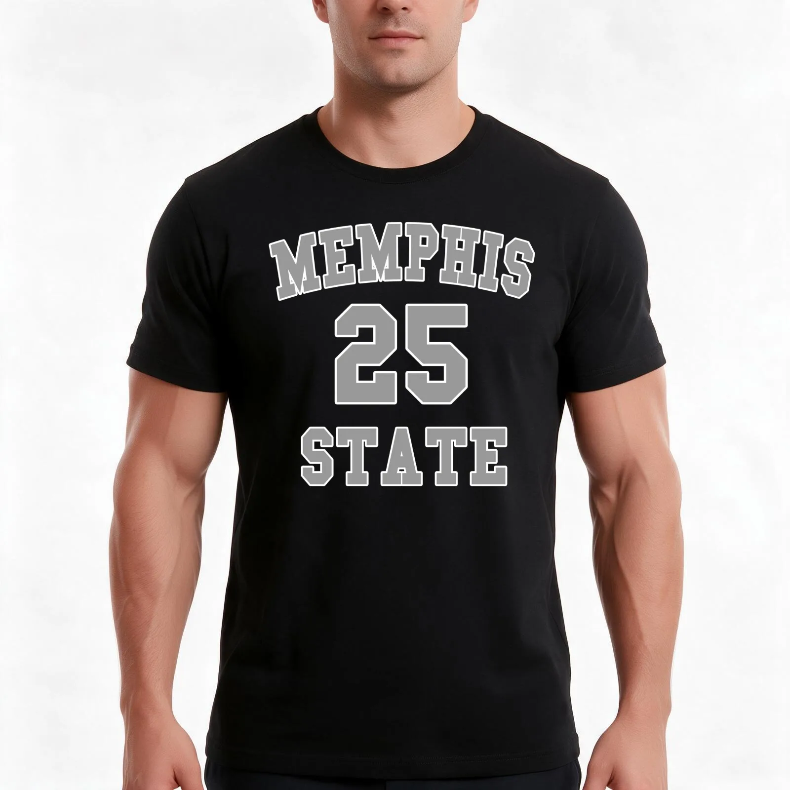 MEMPHIS STATE 25 T-Shirt, Summer Casual Cotton Tee, Oversized Streetwear Tops, Vintage Graphic Print, Loose Fit Short Sleeve