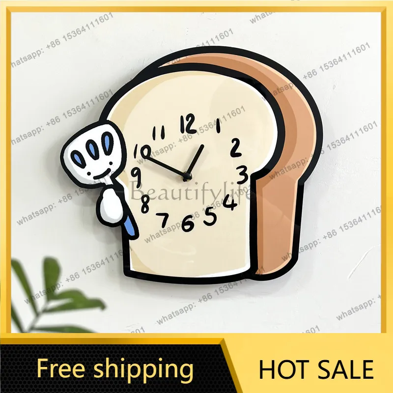 XX.Cute Interior Wall Watch Modern Digital Xenomorph Cartoon Aesthetic Clock Wall Nordic Silent Relogio De Parede Home Decoratio