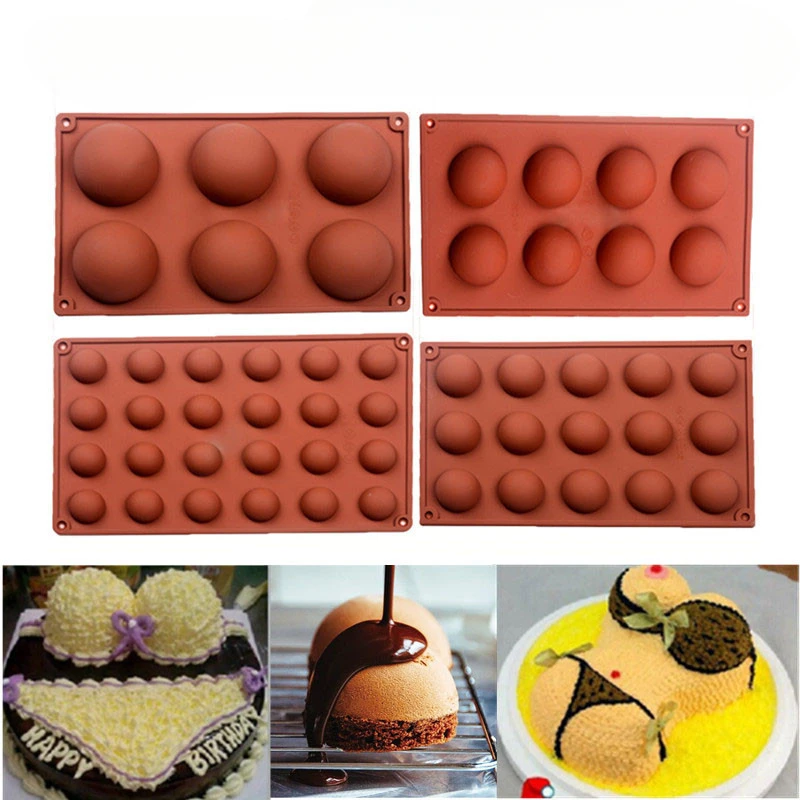 6/15/35 Hole Silicone Chocolate Mold Ball Cake Moulds 3D Half Sphere Candy Truffle Baking Tray Handmade Chocolate Ball Moulds