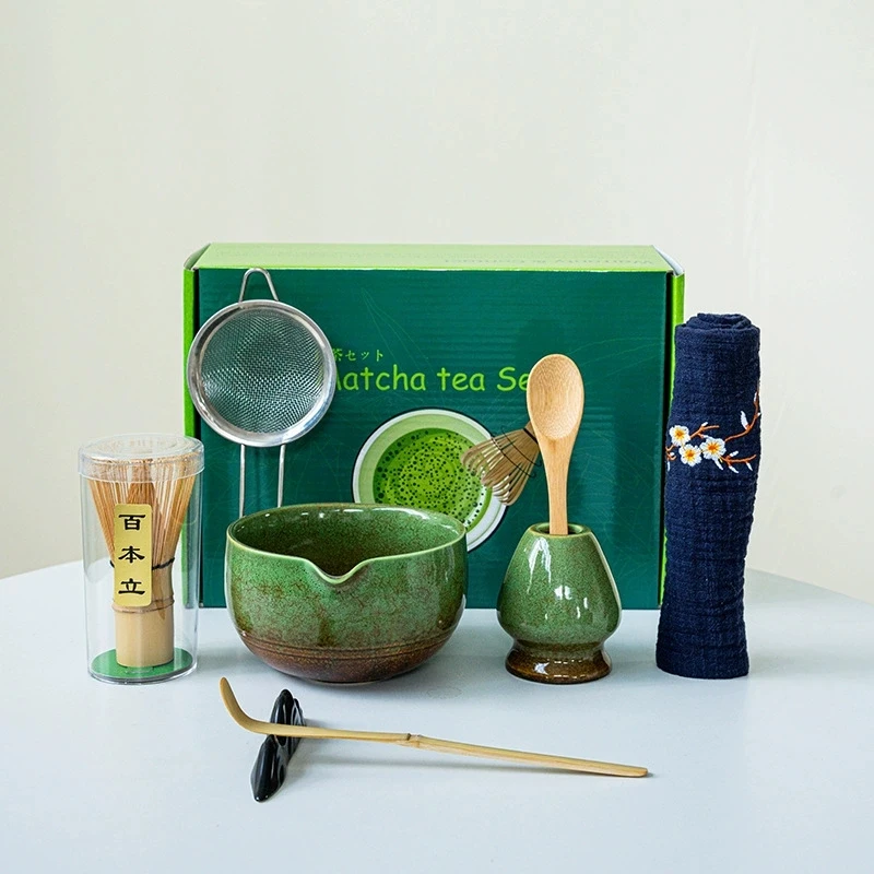 

Набор Matcha, полный набор с венчиком Matcha/бамбуковыми ложками, японский зеленый керамический набор инструментов для изготовления латте Matcha