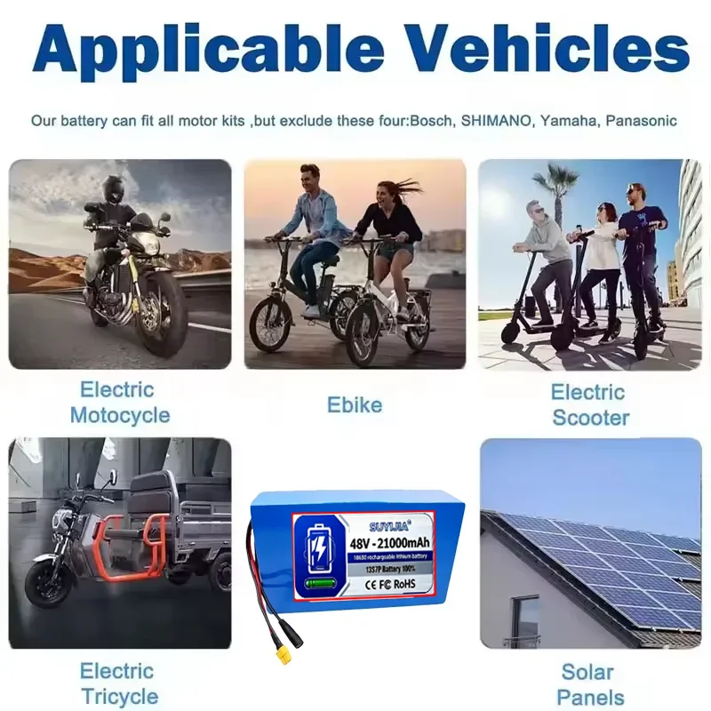 48V21000mAh High Capacity 13S7P18650Rechargeable Lithium Battery Pack Powerful E-Bike Battery for 250W-2000W Motor Fast Delivery - view 6