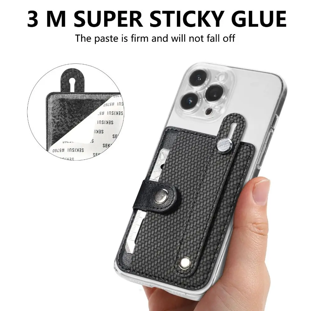 

Universal Mobile Phone Card Bag Leather Adhesive Back Sticker Protective Sleeve Bracket Multifunctional Creative Card Clip