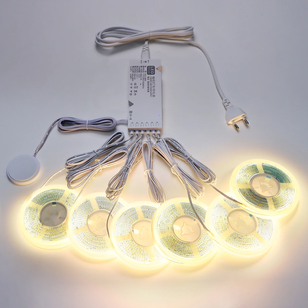 1-6 Sets 110V 220V COB Led Strip Parallel Lights Flexible LED Tape Dimmable Touch Sensor Switch For Under Cabinet Lamp Backlight