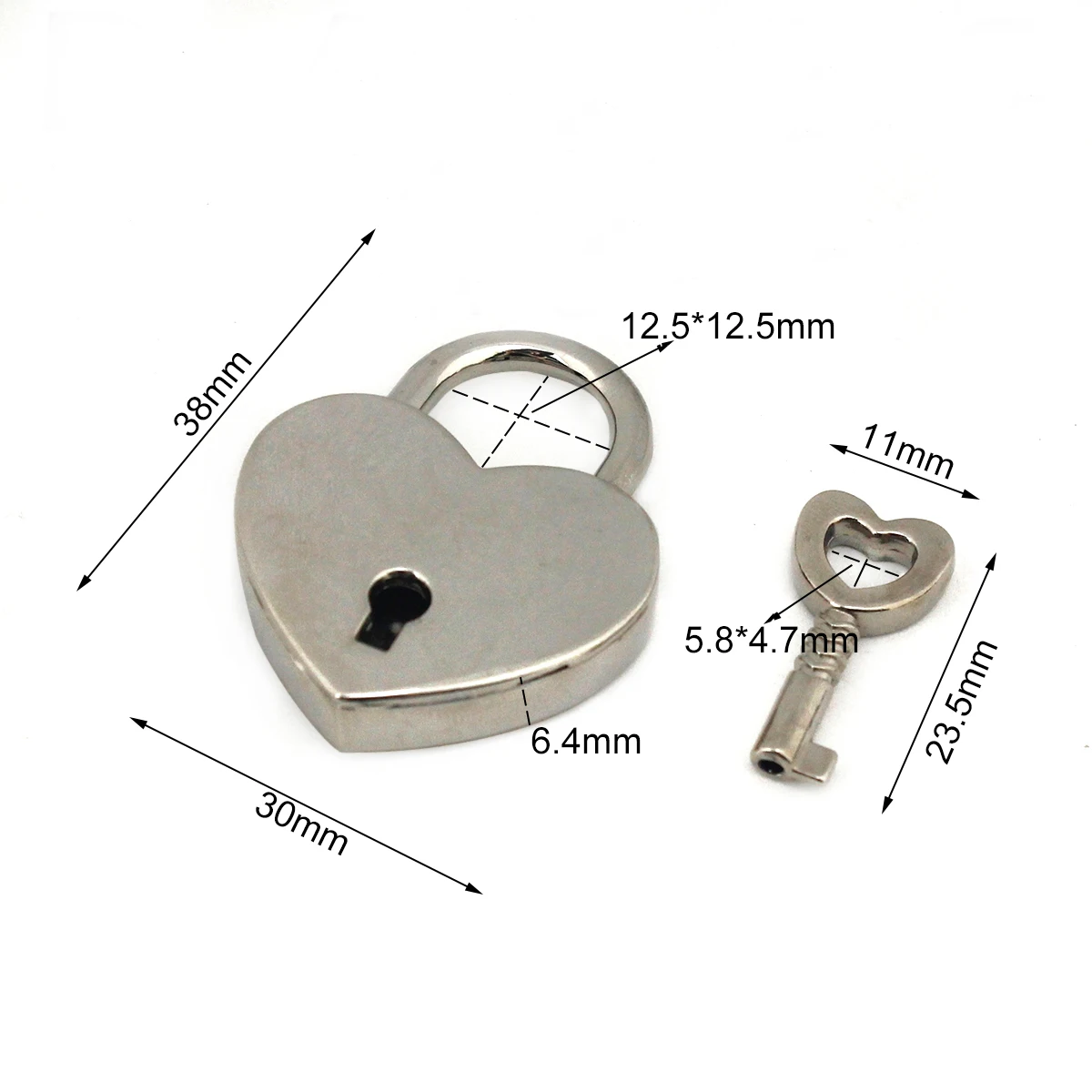 1 Pcs Heart Shape Vintage Metal Mini Padlock Bag Suitcase Luggage Box Key Lock With Key